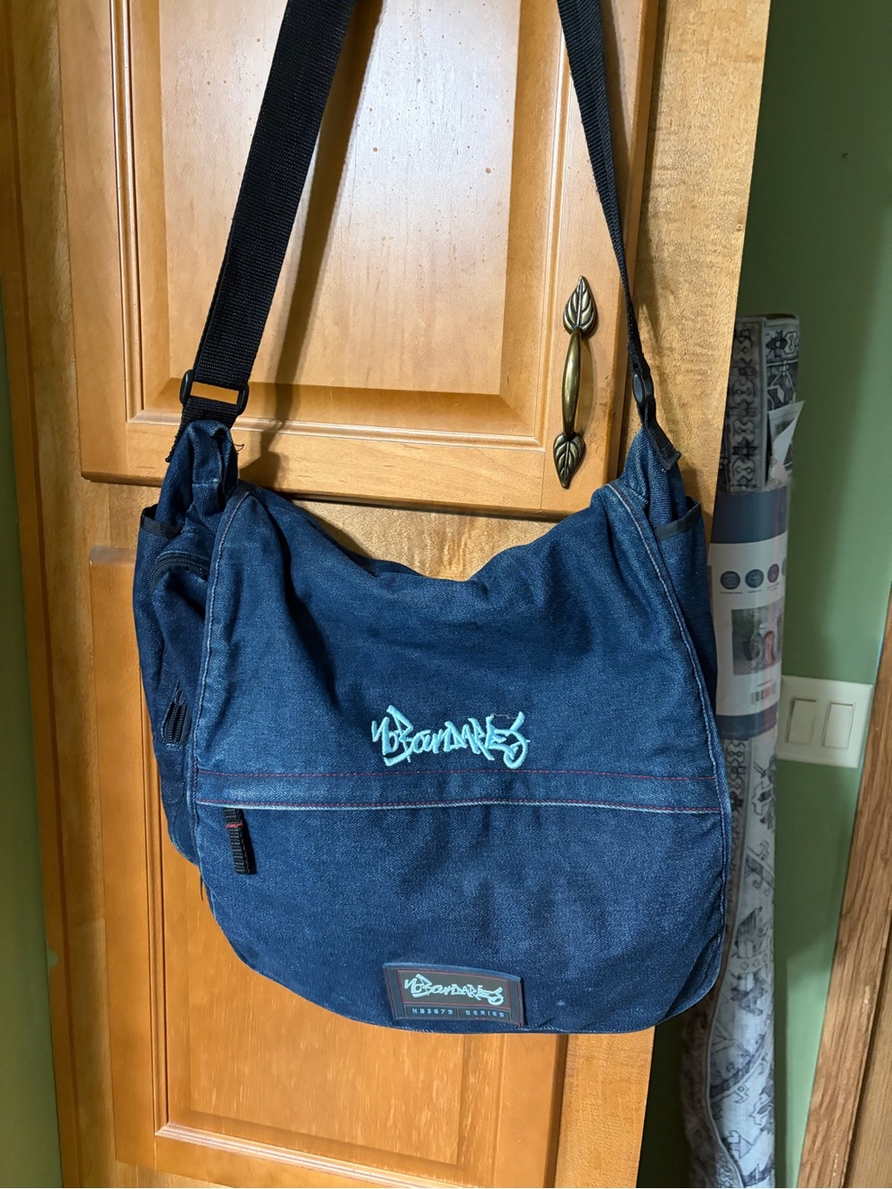 No Boundaries Navy Crossbody Shoulder Bag with Black Strap